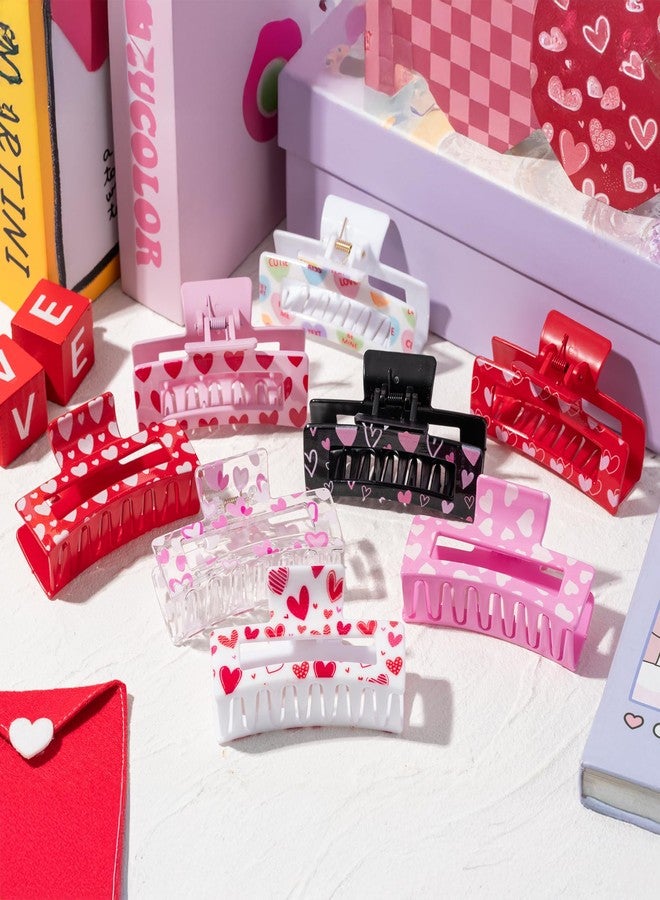 PANTIDE 8Pcs Valentine's Day Hair Claw Clips for Women Girls - Conversation Heart Candy Rectangle Nonslip Banana Acrylic Hair Clips, Thin Thick Short Long Curly Accessories, Valentines Birthday Gift - Image 4